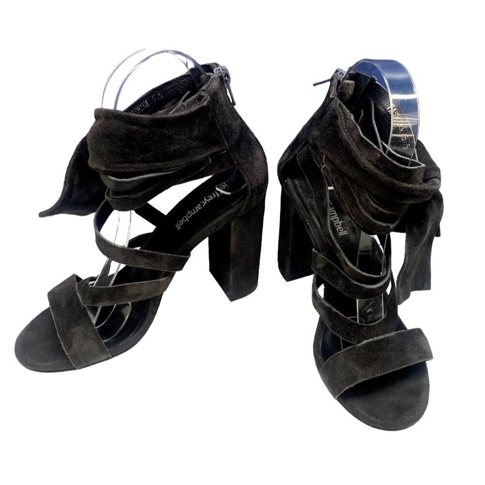 JEFFREY CAMPBELL Yasmina High Bow Heeled Sandals Sz 5.5 Black Summer Spring